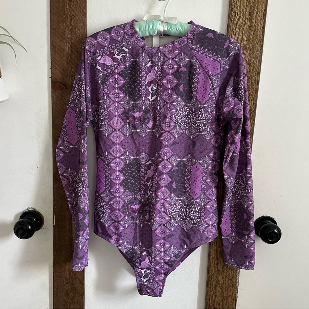 New Rusty Neal Purple Patterned Swimsuit Women’s XL Swimsuit